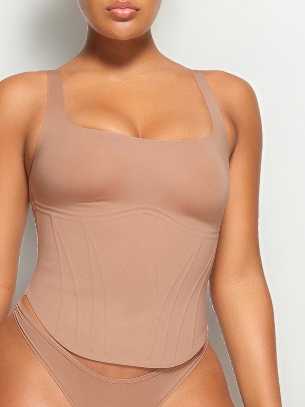 New Skims 3x bonded long corset in sienna